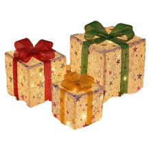 (silver stars) Christmas lights Christmas gift box threepiece set Christmas products birthday party decoration props ornaments