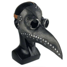 (Black) Mask Halloween Costume Bird Long Nose Beak Pu Leather Steampunk Protective Halloween Horror Mask
