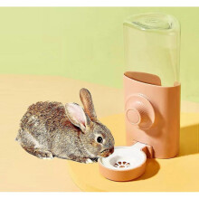 (Pink) Rabbit Water Bottle, Hanging Automatic Water Dispenser By Gravity Flow For Bunny Chinchilla Guinea Ferrets