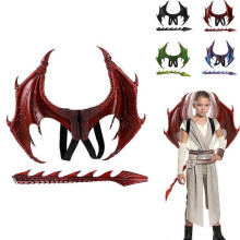 (Red) Dragon Wings and Tail Children Dress Up Dragon Wing Tail nP Halloween Christmas Party60CM