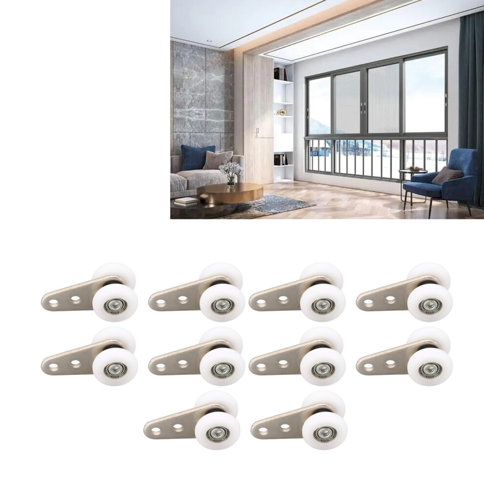 10Pcs 23Mm Nylon Stainless Steel Sliding Door Pulleys, White 7901338816321