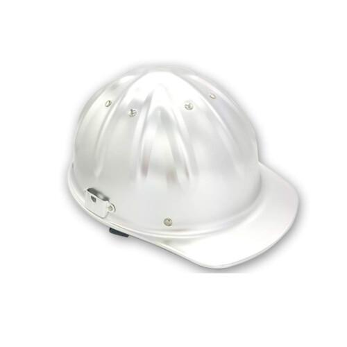 Aluminium Helmet, Adjustable Work Helmet with 4-Point Webbing, Protective Construction Hard Hat for Workers