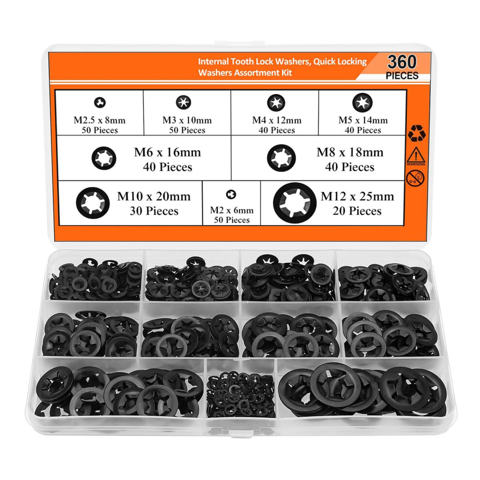 360 Internal Tooth Star Lock Washers, Quick Release Washers, Durable Clips And Retainers For Various Applications 6276012329888