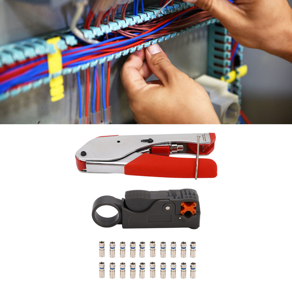 Heavy Duty Coaxial Cable Crimper & Stripper Set For Rg6, Rg59 In Red 4661338819182