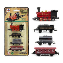 (red) Kids Boys Girls Mini Simulation Steam Train Pull-back Train Model Diecasts Locomotive Playset Toys