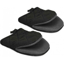 (Black) Mini Oven Mitts, Heat Resistant Gloves Pot Holders For Cooking,baking, Non-slip Grip Surfaces And Hanging Loop Cotton Mitts