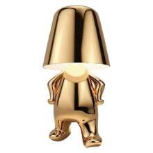 (D) Thinker Little Golden Man Table Lamp Bedroom Touch Atmosphere Night Light USB Rechargeable Decorative Table Lamp