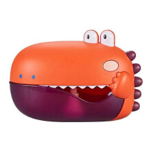 (Orange) Electric Waterproof Dinosaur Bubble Machine Bath Toys Automatic Bubble Maker Toddlers Bathtub Water Play Toy Gift 1PC