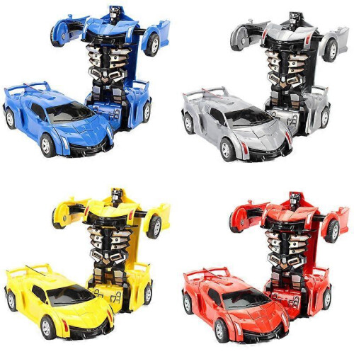 (yellow) Two-in-one transforming robot car Lamborghini model mini automatic transforming robot toy 1