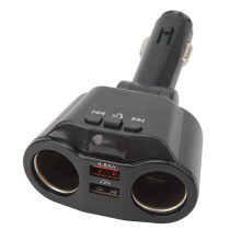 Bluetooth 2 Socket Cigarette Lighter Splitter with Dual USB & Hands-free Call