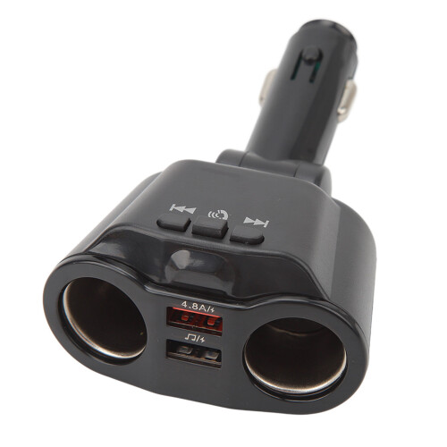 Bluetooth 2 Socket Cigarette Lighter Splitter with Dual USB & Hands-free Call