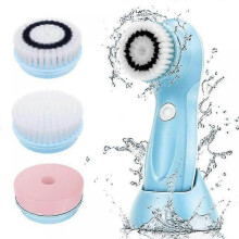 (Blue) Face Cleansing Brush Silicone Facial Brush Electric Wash Face Machine Deep Cleansing Pore Skin Care Face Massage Brush