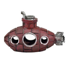 (Red) Resin Submarine Ornaments Hollow Fish Shrimp Shelter Cave Aquarium Fish Tank Landscaping Decoration Multi-color Optional