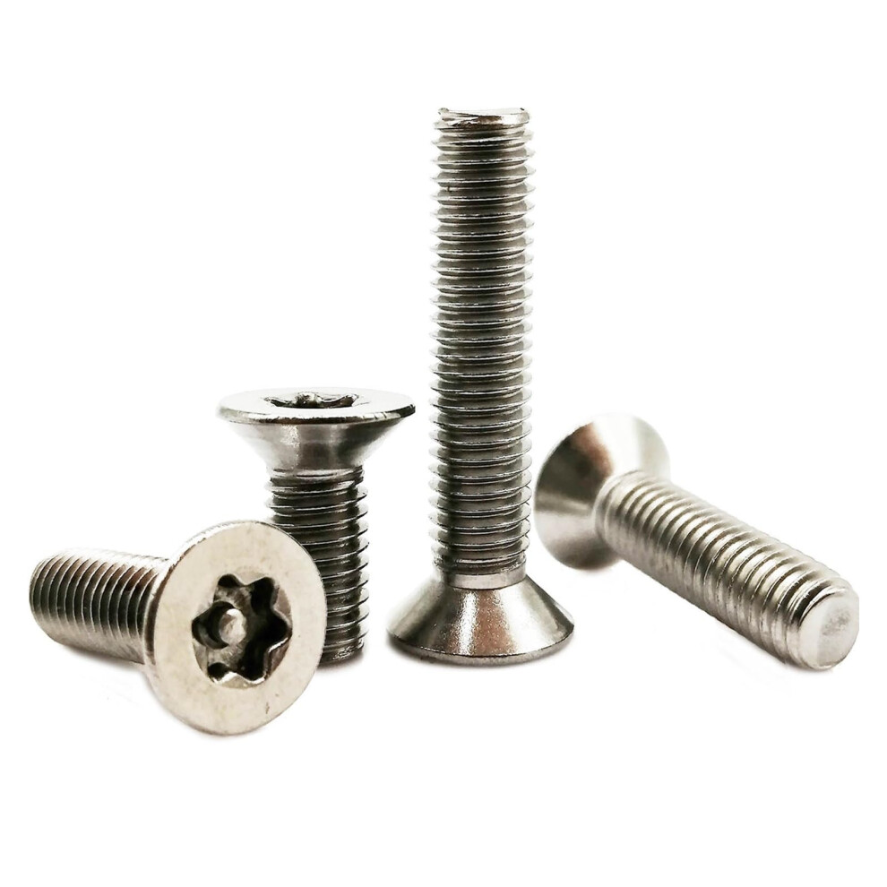 M2 M2.5 M3 M4 M5 M6 M8 M10 M12 304 Stainless Steel Torx Flat Head Security Screws With Column Pin, Size M12, 5Pcs 6482260518008