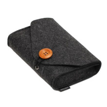 Portable Power Bank Storage Bag - Dark Grey Felt Travel Cord Organizer for Easy Organization and Travel Compatibility