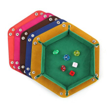 Dice Cup and Tray Set, Double-Sided PU Velvet, Foldable Hexagonal Design for Dungeons and Dragons RPG and Tabletop Games