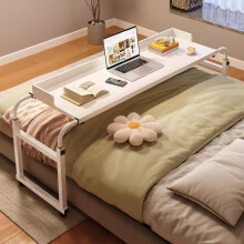 Bedside Table Mobile Overbed Table Adjustable Height Laptop Cart Rolling Desk White Medical Tray Workstation