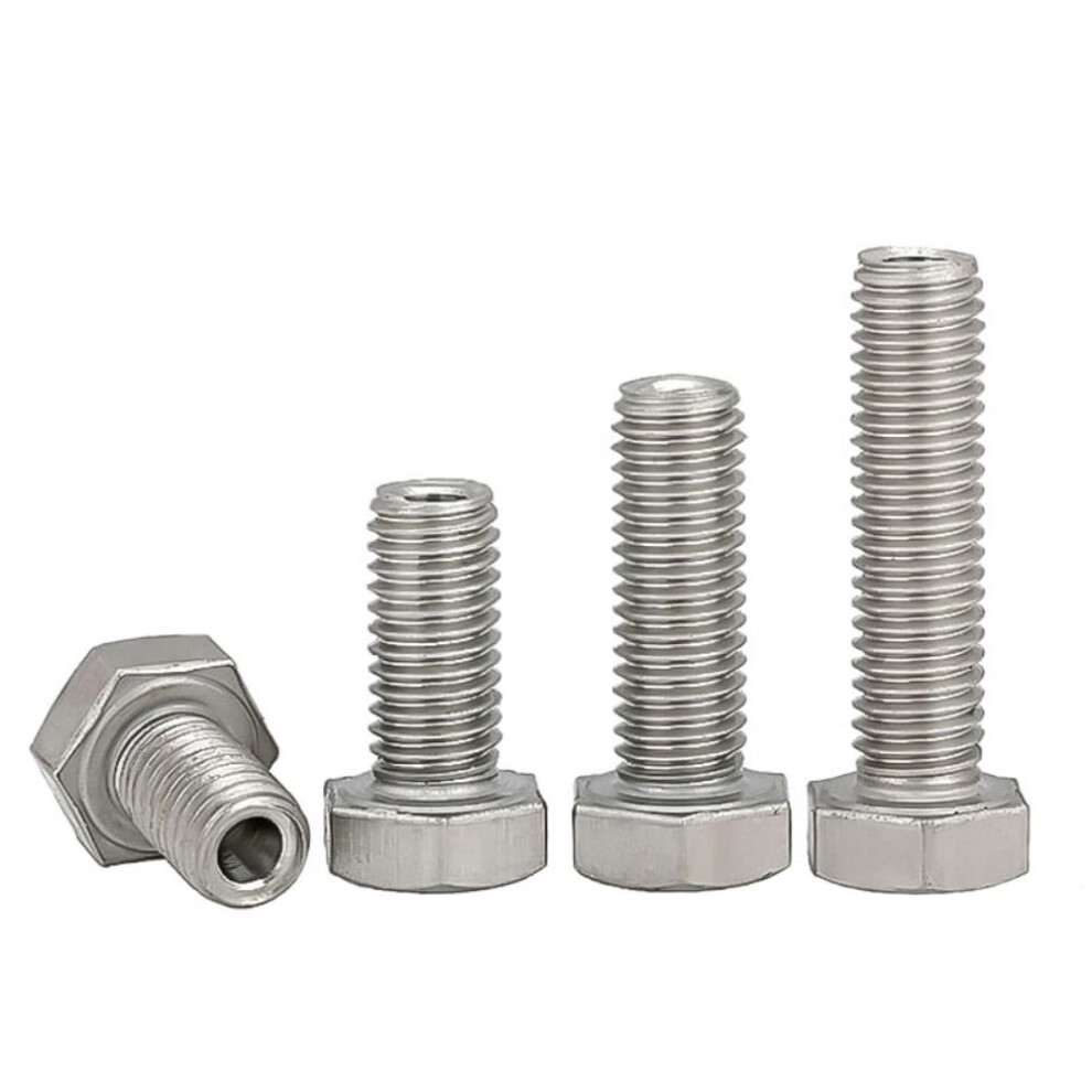 304 Stainless Steel Hexagon Hollow Threaded Through Hole Bolts M12 X 70 Mm For Electrical Fixtures 6.2 Mm Opening 6947110977645