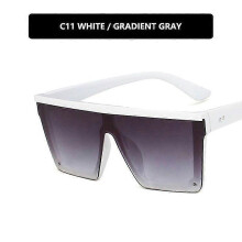 (dark grey) Lebanghui New Trend Large Frame One-Piece Uv400 Sunglasses Street Shooting Male/Female Sunglasses Retro