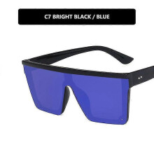 (blue) Lebanghui New Trend Large Frame One-Piece Uv400 Sunglasses Street Shooting Male/Female Sunglasses Retro