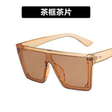 (Light Brown) Lebanghui New Trend Large Frame One-Piece Uv400 Sunglasses Street Shooting Male/Female Sunglasses Retro