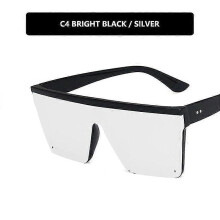 (White) Lebanghui New Trend Large Frame One-Piece Uv400 Sunglasses Street Shooting Male/Female Sunglasses Retro