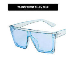 (light blue) Lebanghui New Trend Large Frame One-Piece Uv400 Sunglasses Street Shooting Male/Female Sunglasses Retro