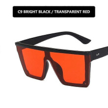 (red) Lebanghui New Trend Large Frame One-Piece Uv400 Sunglasses Street Shooting Male/Female Sunglasses Retro