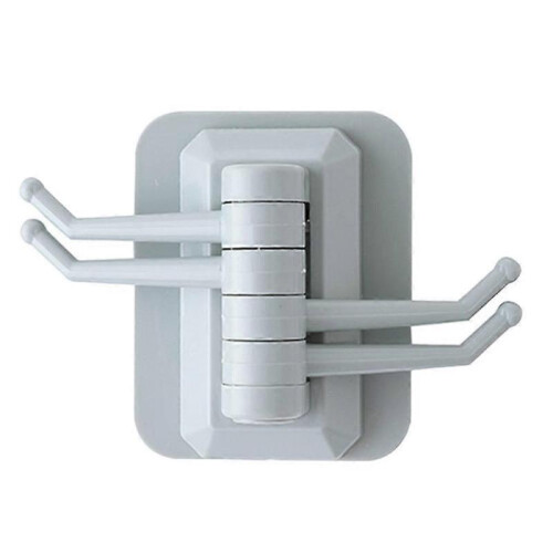 (grey) 180 Degree Rotation Hook Punch-free Adjustable 4 Hooks Household Bathroom Kitchen Hook 1