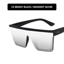 (grey) Lebanghui New Trend Large Frame One-Piece Uv400 Sunglasses Street Shooting Male/Female Sunglasses Retro