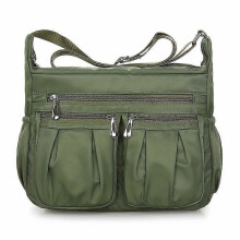 (ArmyGreen) Womens largecapacity crossbody casual canvas business bag multilayer shoulder bag