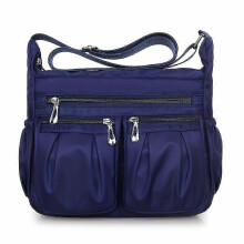 (Navy blue) Womens largecapacity crossbody casual canvas business bag multilayer shoulder bag