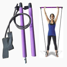 (Purple) Pilates Bar Stick With Resistance Band