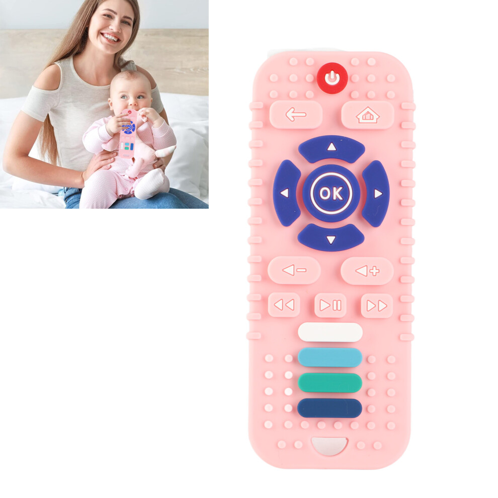 Silicone Teething Toy For Infants - Tv Remote Control Shape Pink