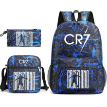 (Color Pattern)Cristiano Ronaldo Same Style Rucksack Dreiteiliges Set Outdoor Reisetasche Aufbewahrung