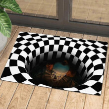 (50x80cm) Halloween Clown Bath Mat Doormat Joker Illusion Doormat Halloween Carpets