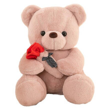 (pink) Cute flower rose bear doll childrens doll Valentines Day gift decorative ornaments plush toy rag doll