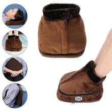 (EU Plug) Winter Massage Warm Slippers 2 in 1 Electric Foot Warmer Comfortable Velvet Foot Warmer