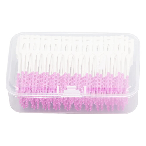 200 Stück Weiche Silikon-Interdental-Zahnzwischenraumbürstchen, Lila 1