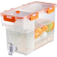 (Orange) 3.5L Fridge Jug Dispenser Water Dispenser With Tap Fridge Drinks Chiller Milk Fruit Teapot Dispenser