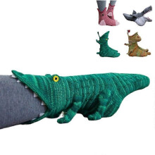 (Green crocodile) Knitted crocodile socks female/male creative animal shape and ankle socks provide winter indoor warm Christmas gifts