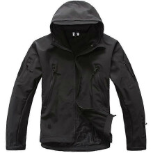 (2XL, Black) Lebanghui Men's Waterproof Tactical Camouflage Softshell Jackets Winter Outdoor Jacket Fleece Lining