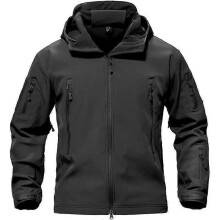 (3XL, Black) Lebanghui Men's Waterproof Tactical Camouflage Softshell Jackets Winter Outdoor Jacket Fleece Lining