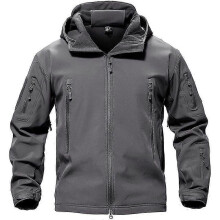 (2XL, Grey) Lebanghui Men's Waterproof Tactical Camouflage Softshell Jackets Winter Outdoor Jacket Fleece Lining