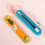 Blue Portable Cat Strip Spoon Push Button Ergonomic Plastic Feeder 6