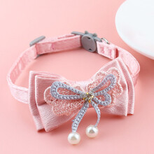 Verstellbares weiches Katzenhalsband mit Schleife, 1 cm Breite, 20-30 cm Länge
