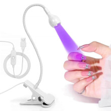 (white) 5W Nail UV Lamp, Gel UV LED Nail Polish Lamp, UV LED Nail Lamp Light Dryer for Nails Gel Polish with Clip for Nail Art Tools, 360 Rotatable