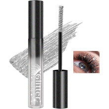 (Silver) Glitter Mascara, Colorful Waterproof Mascara, Multi-Use Sparkle Diamond Shimmer Mascara, Voluminous Lengthening Lash Mascara