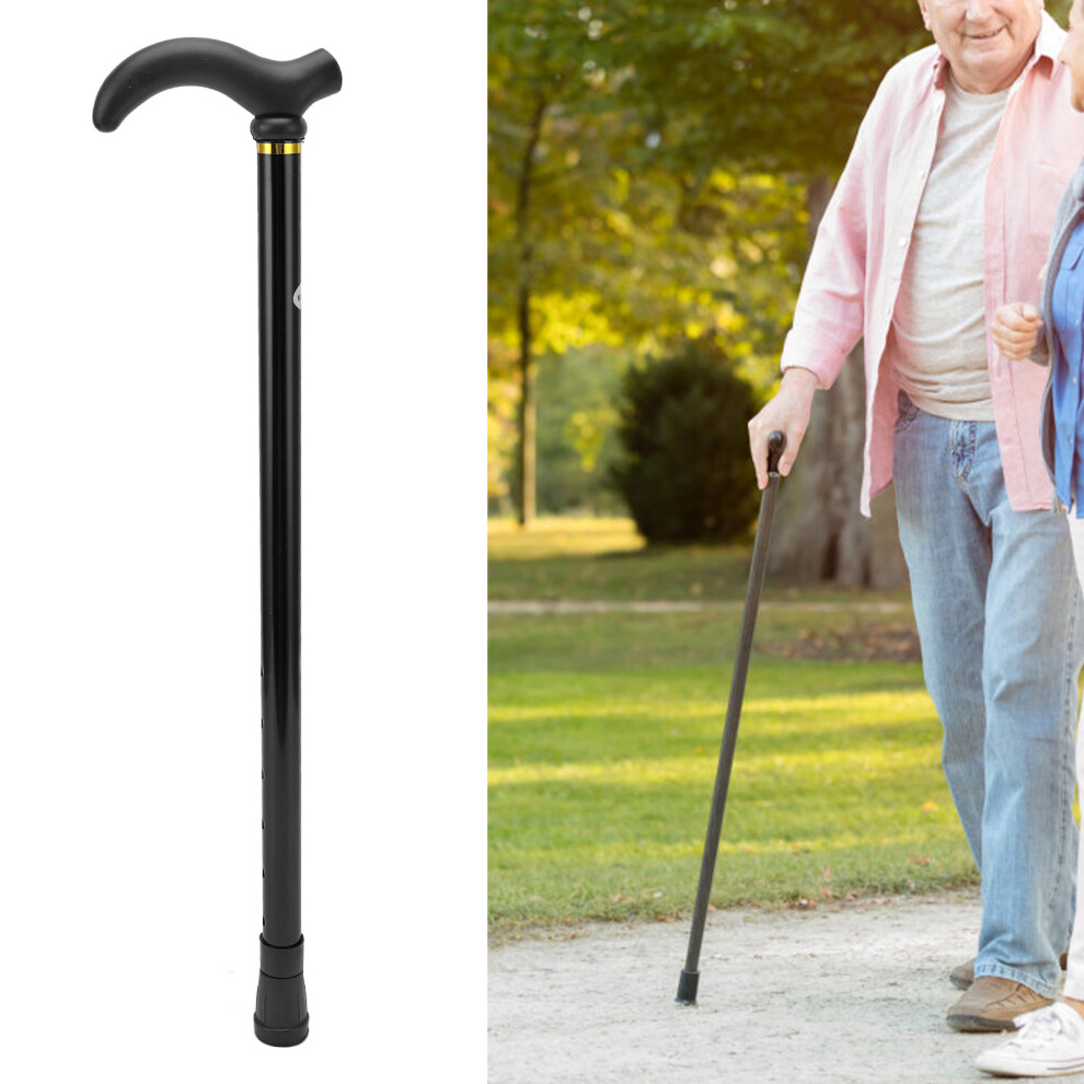 Senior's Adjustable Walking Cane Stable Non-Slip Rubber Tip Black