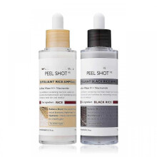 Peel Shot Glow Rice Ampoule Duo White rice ampoule+Black rice ampoule Soft Exfoliating Face and Body Scrub Dead Skin Cells, Blackheads Remover for All